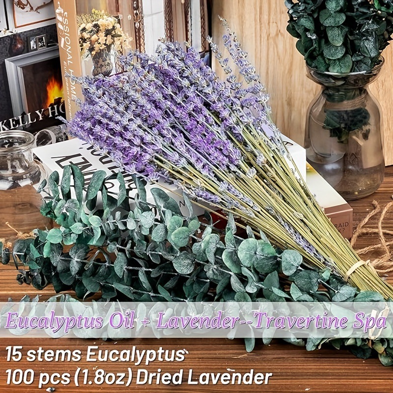 Eucalyptus Preserved - Gedroogd lavendel- en eucalyptusbouquet - Bloemengeurzakje