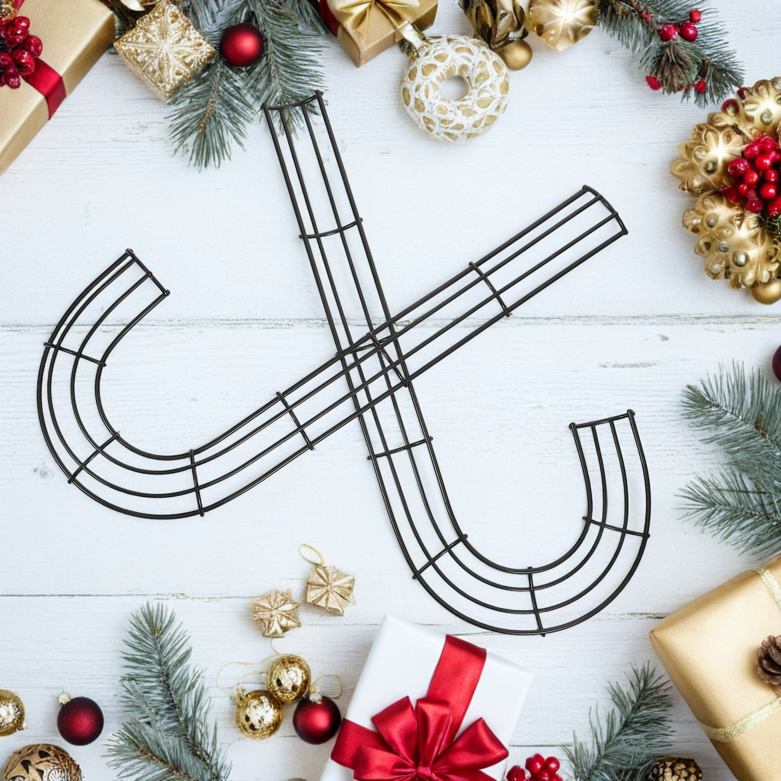 2 stuks kerst J-vormige metale - Wreath Form Wire recensie en prijs